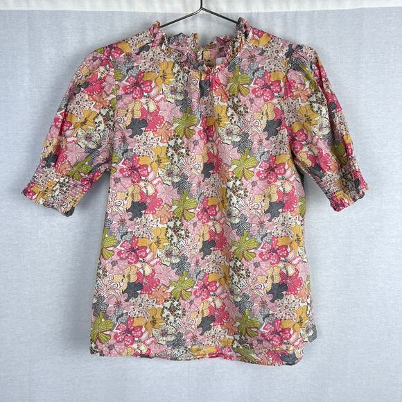J. Crew Tops - J. Crew Liberty Fabrics Top Women Small Puff Sleeve Mauvy Floral Spring Feminine